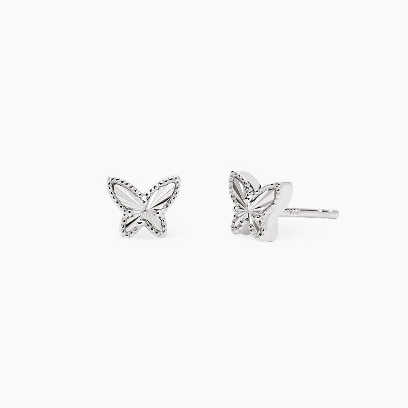 Orecchini a lobo in argento con farfalla - 563978