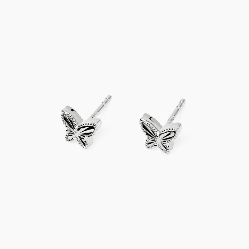 Orecchini a lobo in argento con farfalla - 563978