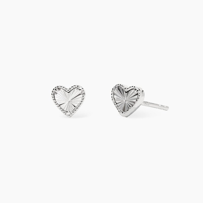 Orecchini a lobo in argento con cuore - 563979