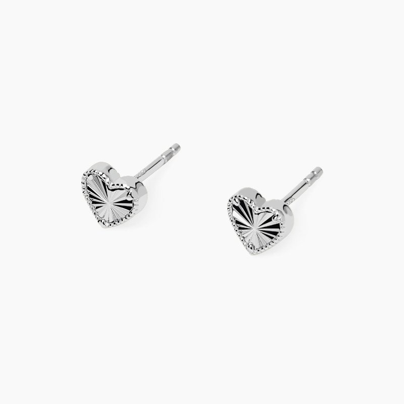 Orecchini a lobo in argento con cuore - 563979