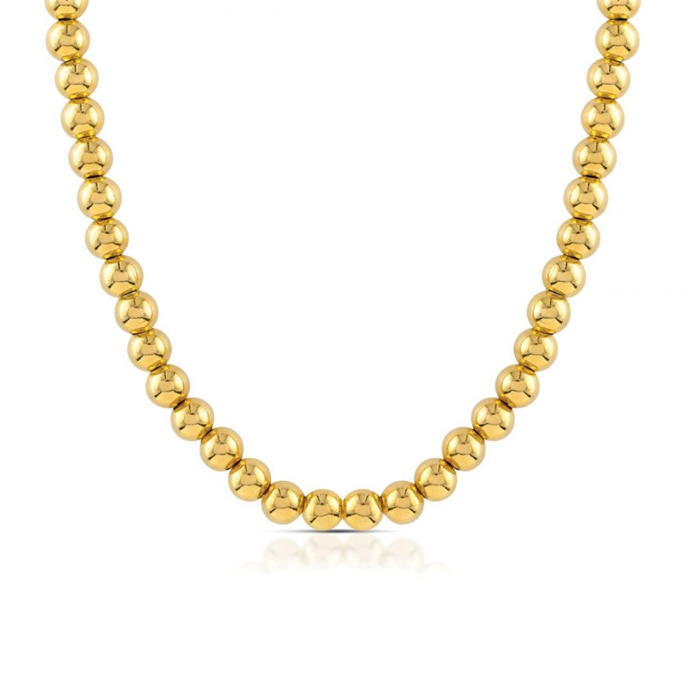 Collana in acciaio lucido con trattamento PDV oro giallo. - opscl-872
