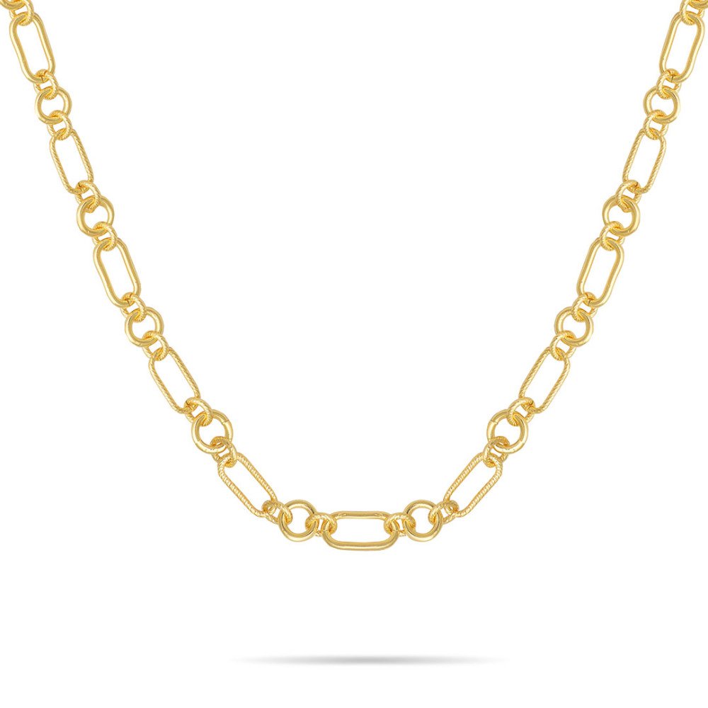 GRACE collana con maglia ovale diamantata alternata a tre maglie tonde - ops-lux201cl