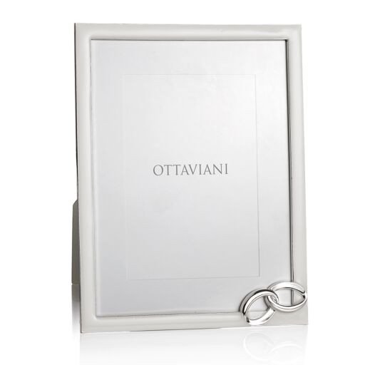 Portafoto in metallo argentato con smalti - 25023