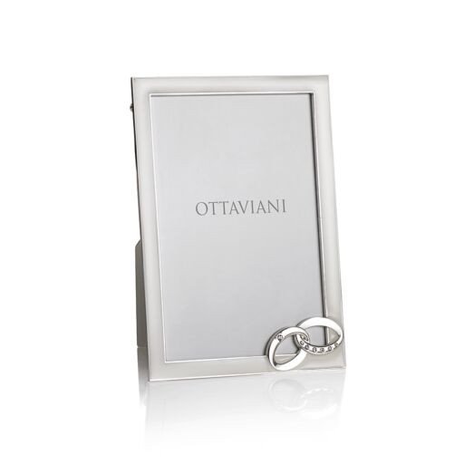 Portafoto in metallo argentato con smalti e cr - 25025