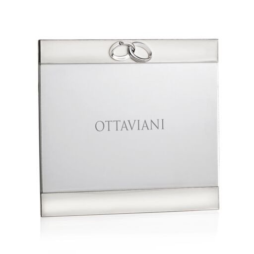 Portafoto in metallo argentato con smalti e cr - 25026