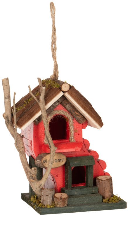 Casa uccelli decorativa legno rosso - 95892b