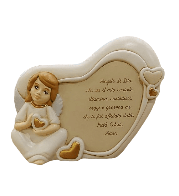 Targa angelo del cuore seduto – oro 18,5x14 - an16a/3oy Targa angelo del cuore seduto – oro 18,5x14 - an16a/3oy