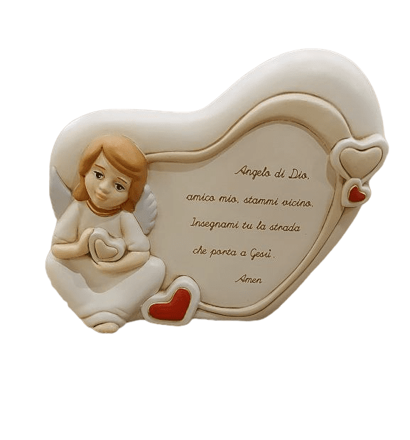 Targa angelo del cuore seduto – rosso 18,5x14 - an16a/3sy Targa angelo del cuore seduto – rosso 18,5x14 - an16a/3sy