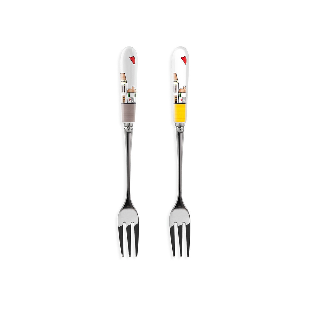 Set 2 forchettine le casette giallo - klc77/09g