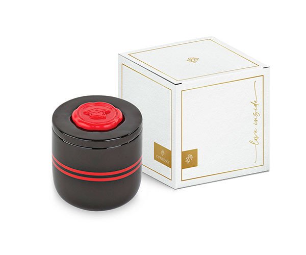 Candela Laurea in Ceramica Nera con Sigillo Ceralacca e Scatola Regalo - 229755s