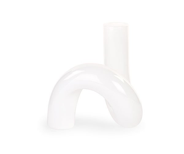 Vaso vetro bianco attorcigli. - 23264