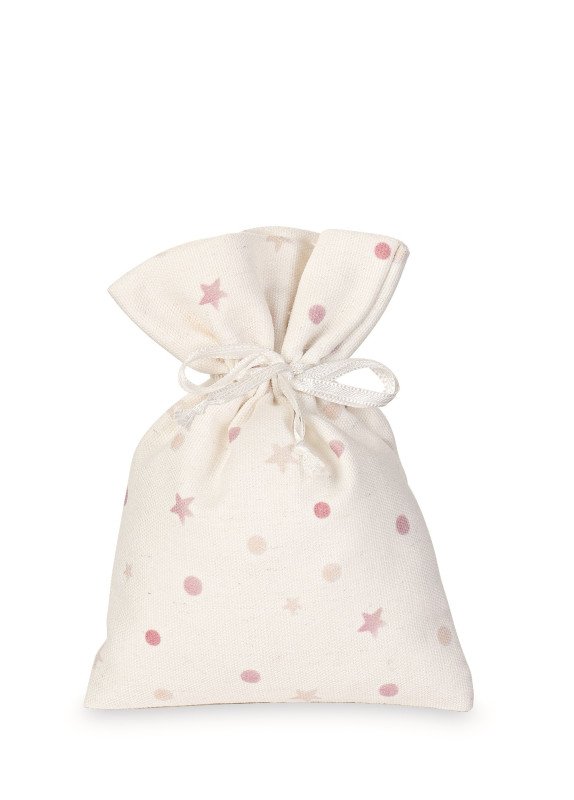 Sacchetto bianco stelline rosa - 249157s