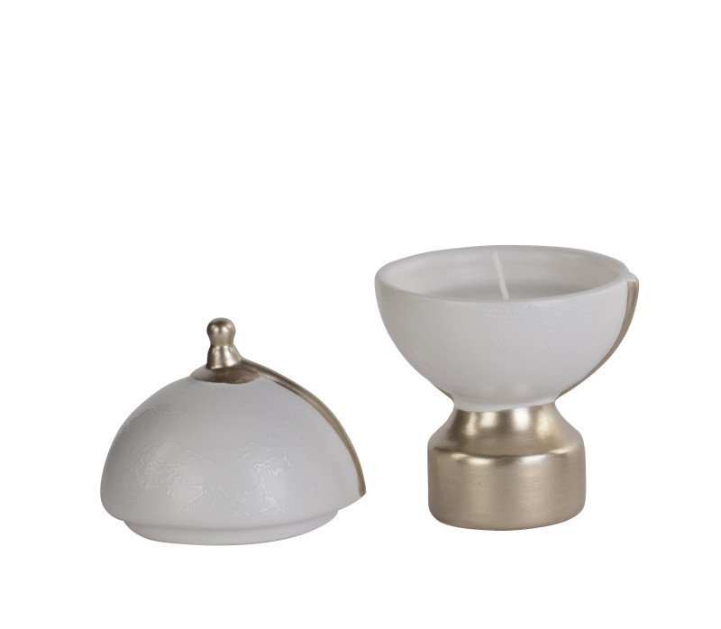 Mappamondo bianco  con candela e scatola - 249349s