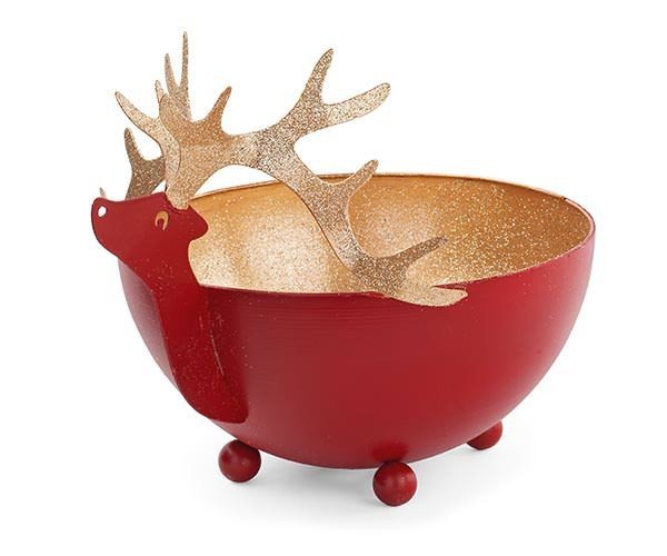 Contenitore rosso/oro con renna - 26832