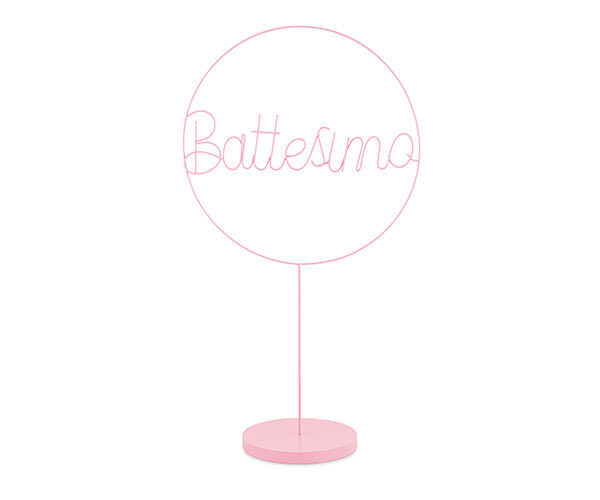 Cerchio battesimo rosa con base - 28801