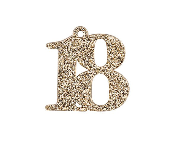 Decorazione 18 legno glitter oro da appendere - 28808