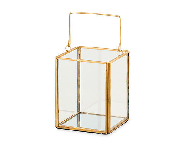 Lanterna metallo oro con manico - 28827 Lanterna metallo oro con manico - 28827