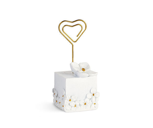 Segnaposto bianco fiori glitter - 29271