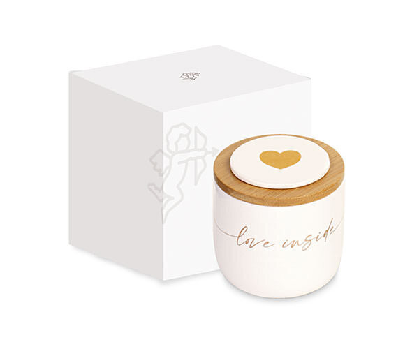 Candela barattolo bianco con cuore - 29351 Candela barattolo bianco con cuore - 29351