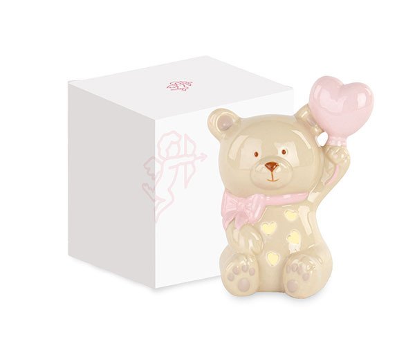 Orsetta rosa con led con scatola - 29371