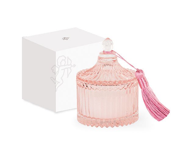 Potiche candela rosa con nappa - 29402 Potiche candela rosa con nappa - 29402