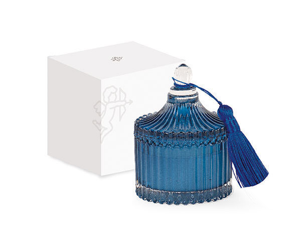 Potiche candela blu con nappa - 29436 Potiche candela blu con nappa - 29436