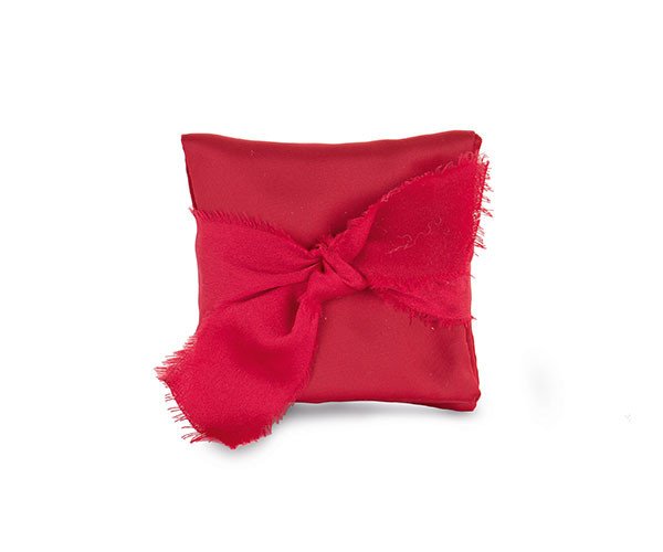 Bustina raso rossa con nastro - 29449