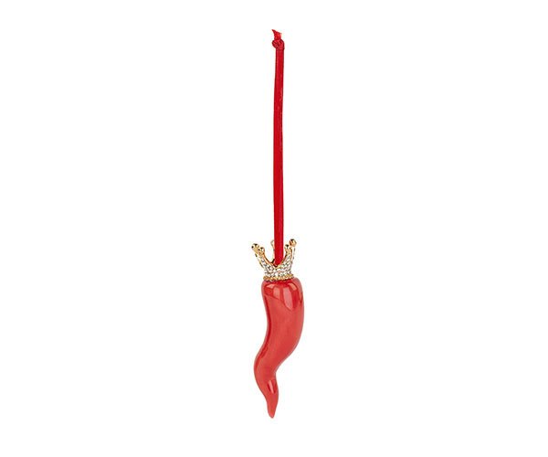 Cornetto rosso con corona oro - 29490