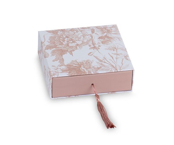 Scatola cassetto toile cipria con inserto nappa - 29857