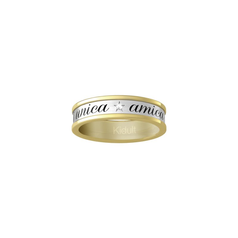 Anello in acciaio 316L PVD Gold Cristalli - 721002-09