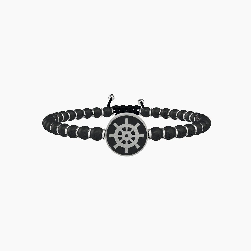 Bracciale agata nera e acciaio 316l - 731218