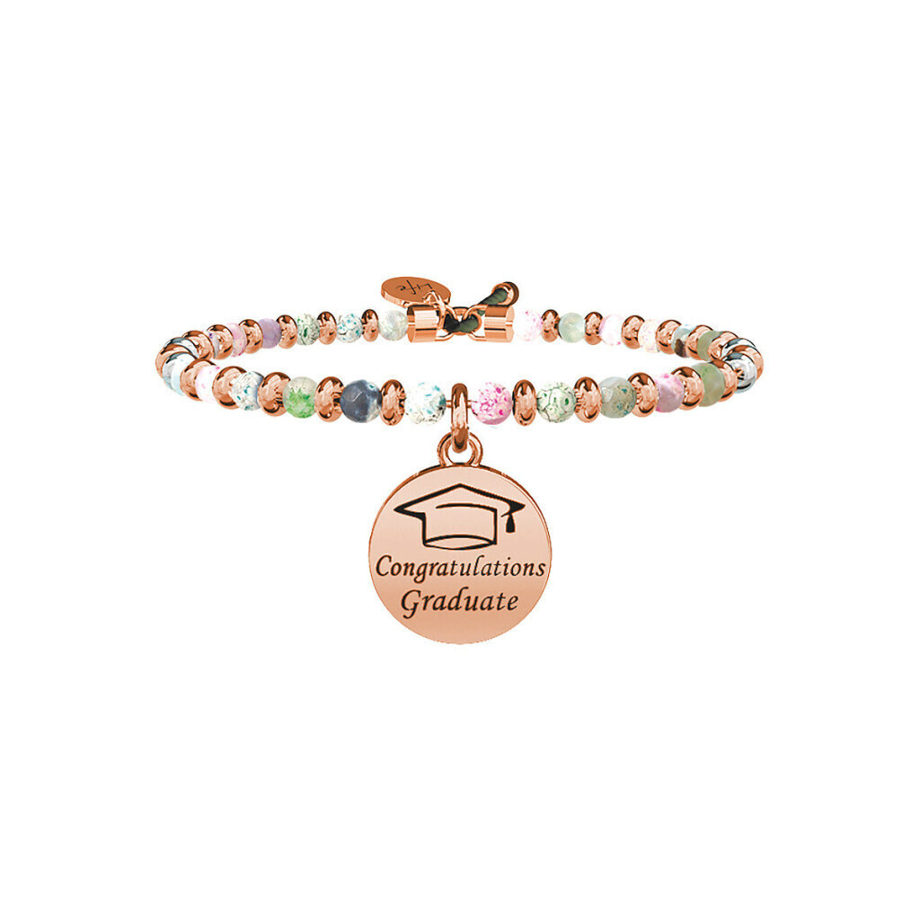 Bracciale agata multicolor e pvd rosé - 731666
