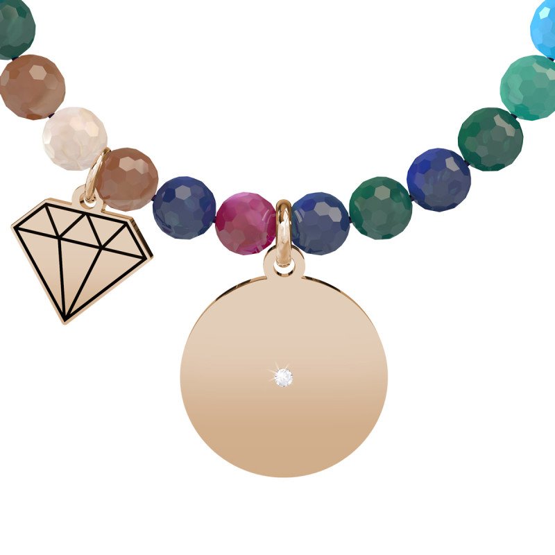 Bracciale agata multicolor e pvd rosé - 731670