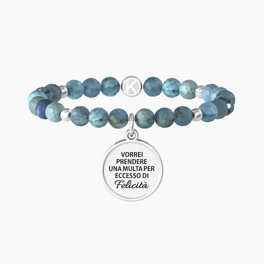 Bracciale agata azzurra e acciaio 316l - 732025
