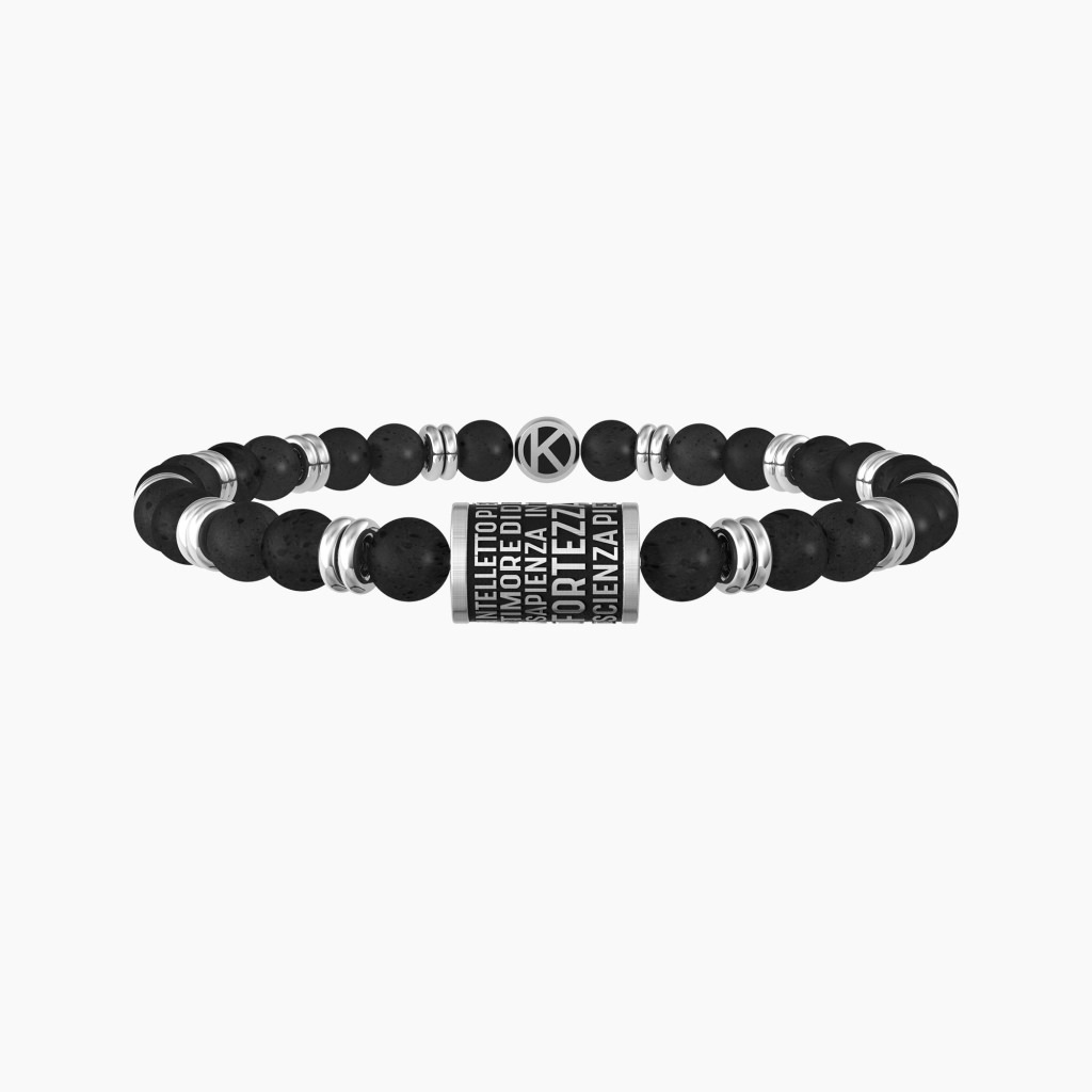 Bracciale pietra lavica e acciaio 316l - 732045