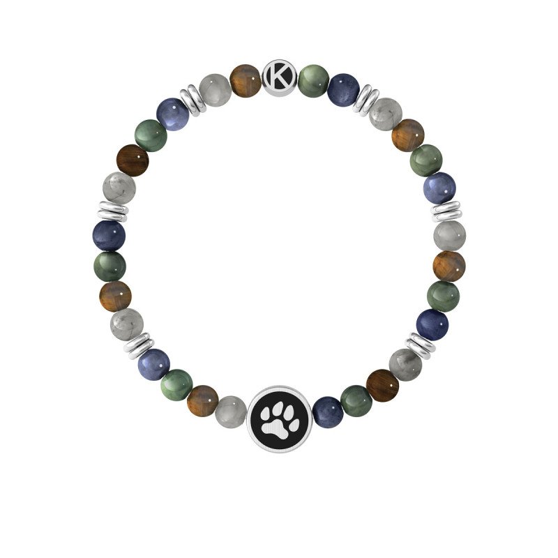 Bracciale pietre multicolor, acciaio 316l pvd nero - 732089