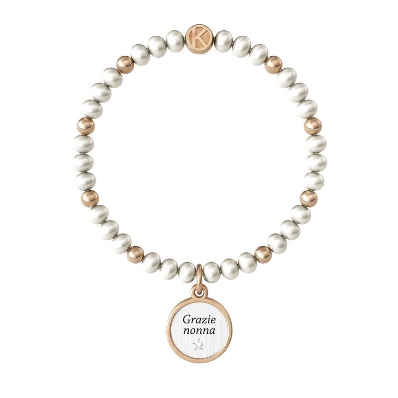 Bracciale perle colt, acciaio 316l e pvd rosè - 732099