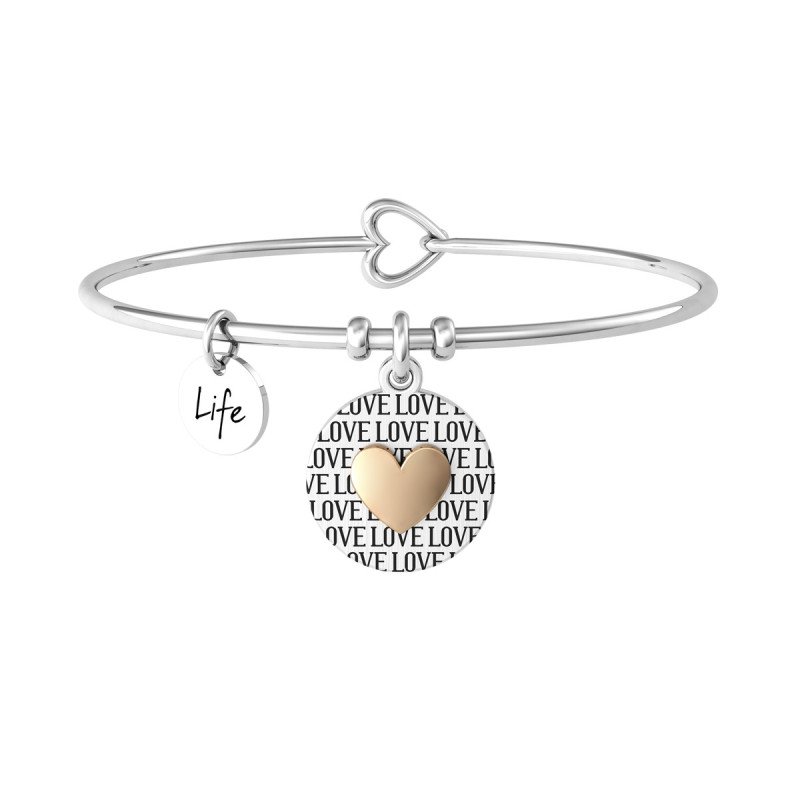 Bracciale rigido donna inciso con ciondolo tondo e cuore CUORE | LOVE - 732125 Bracciale rigido donna inciso con ciondolo tondo e cuore CUORE | LOVE - 732125