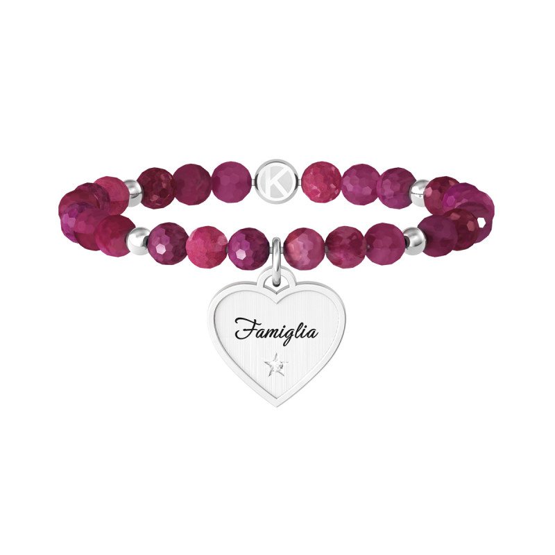 Bracciale agata fucsia, acciaio 316L - 732152
