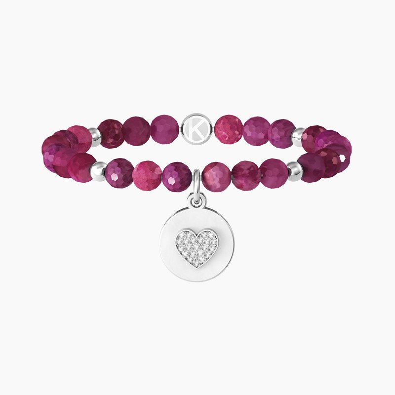 Bracciale agata fucsia e acciaio 316L - 732162