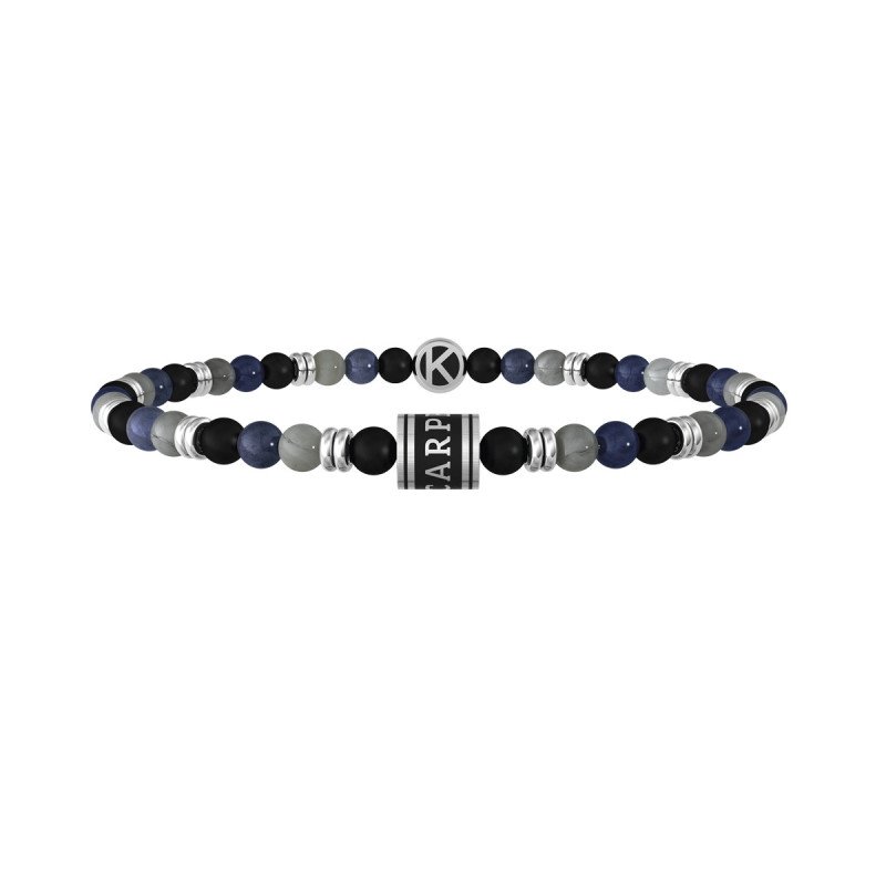 Bracciale pietre multicolor, acciaio 316L PVD nero - 732177