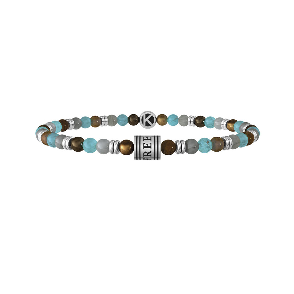 Bracciale pietre multicolor, acciaio 316L PVD nero - 732178