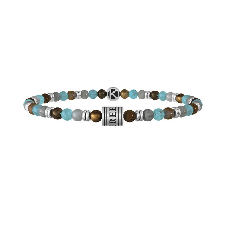 Bracciale pietre multicolor, acciaio 316L PVD nero - 732178