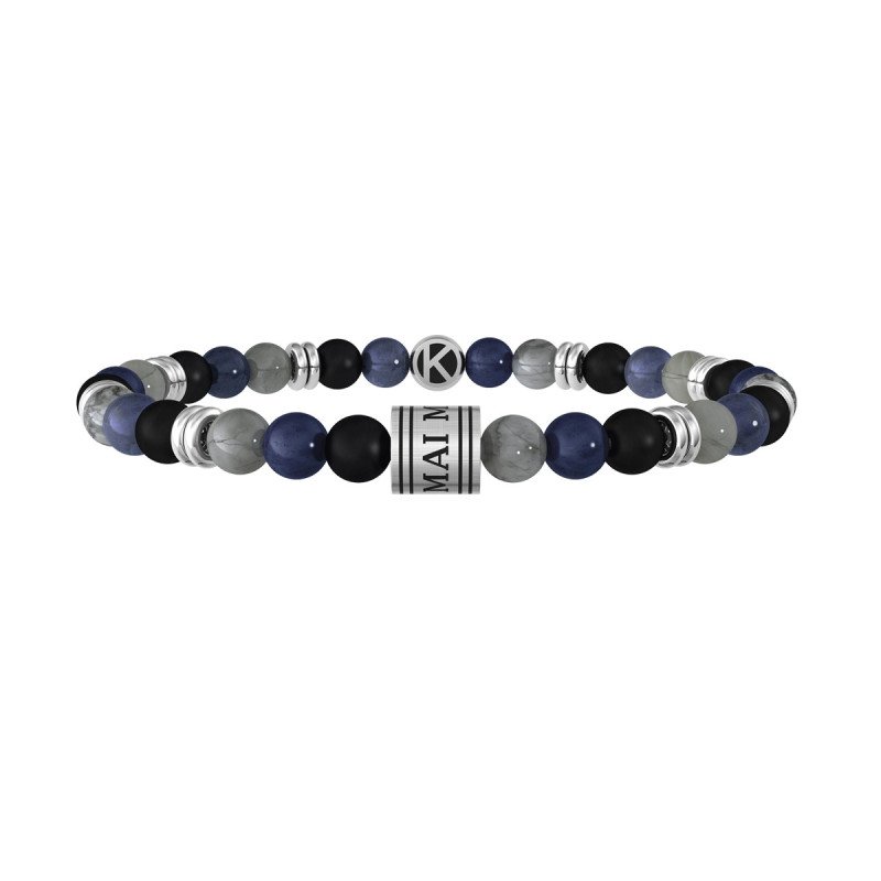Bracciale pietre multicolor, acciaio 316L PVD nero - 732181