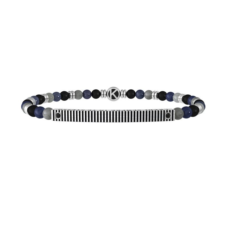 Bracciale pietre multicolor, acciaio 316L PVD nero - 732185
