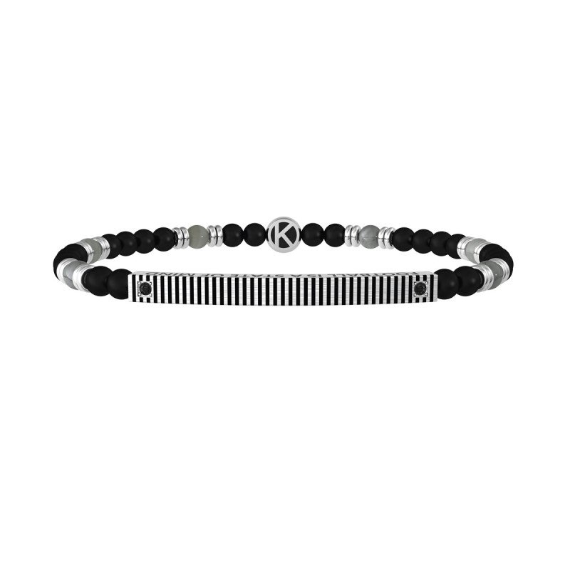 Bracciale pietre multicolor, acciaio 316L PVD nero - 732186