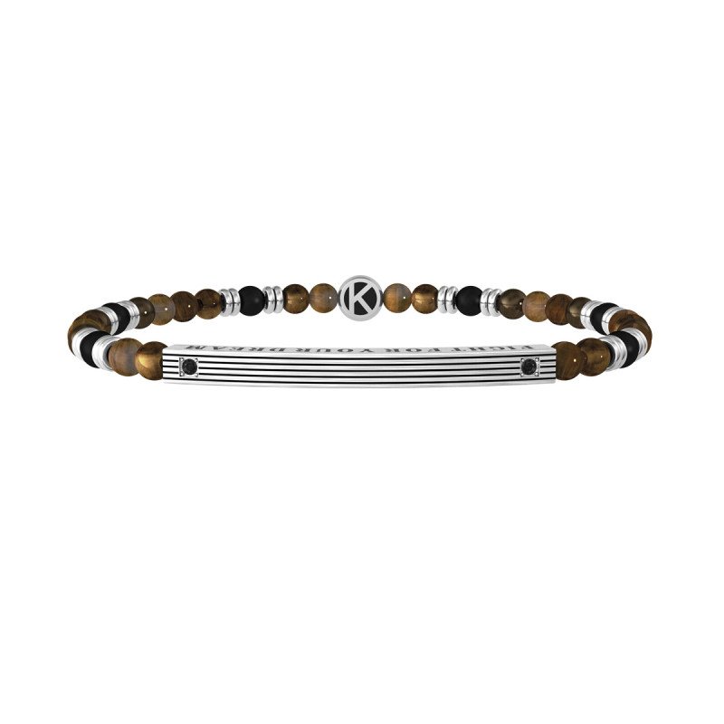 Bracciale pietre multicolor, acciaio 316L PVD nero - 732187