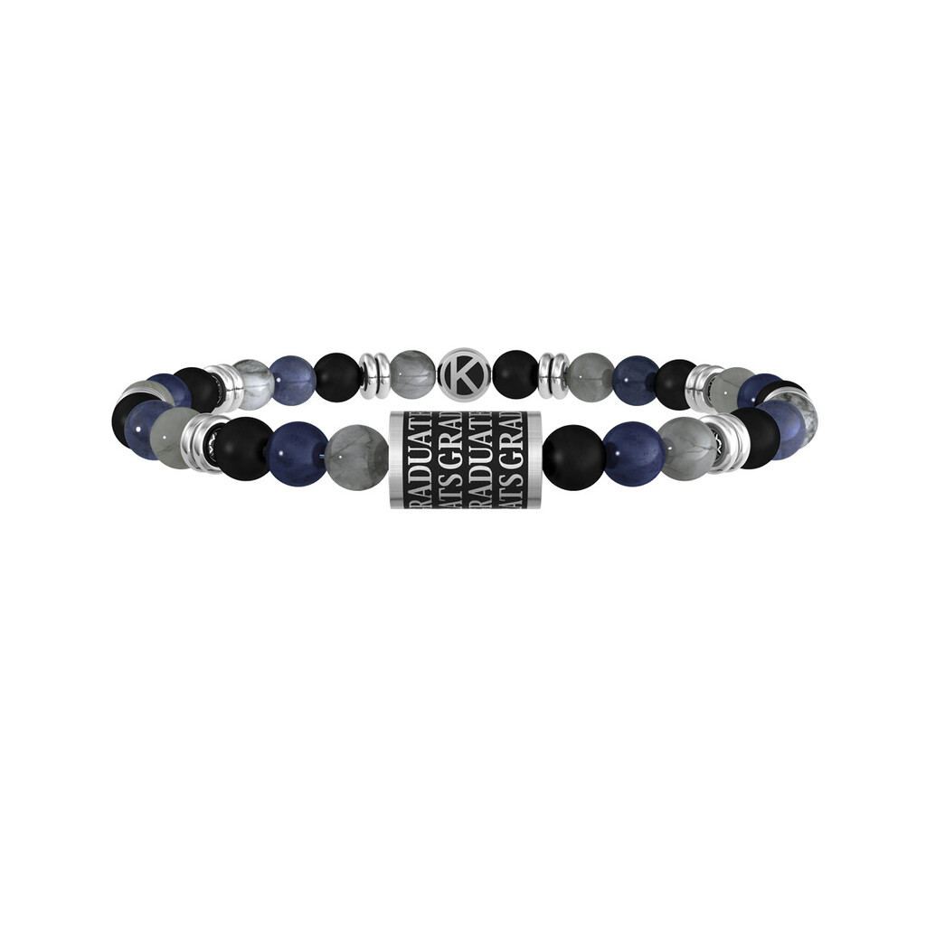 Bracciale pietre multicolor, acciaio 316L PVD nero - 732189