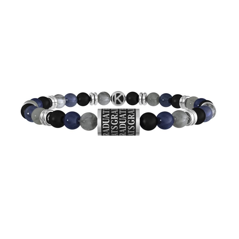 Bracciale pietre multicolor, acciaio 316L PVD nero - 732189
