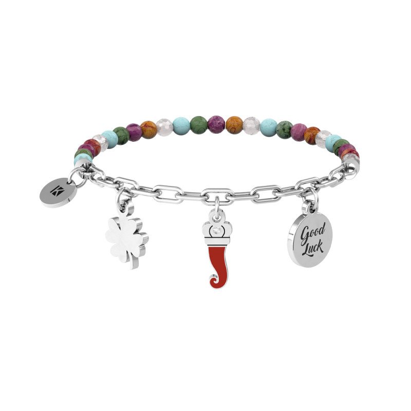 Bracciale in acciaio 316L pietre smalto cristalli - 732236